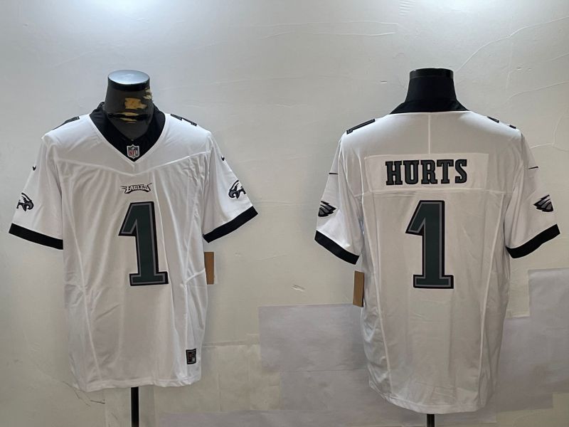 Men Philadelphia Eagles #1 Hurts White three generations 2024 Nike Limited NFL Jersey style 2